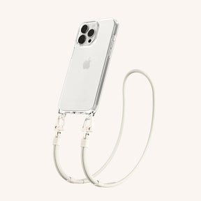 Phone Necklace with Carabiner Rope in Clear + Chalk