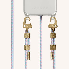 Phone Necklace with Carabiner Rope in Clear + Vibrant Pastel