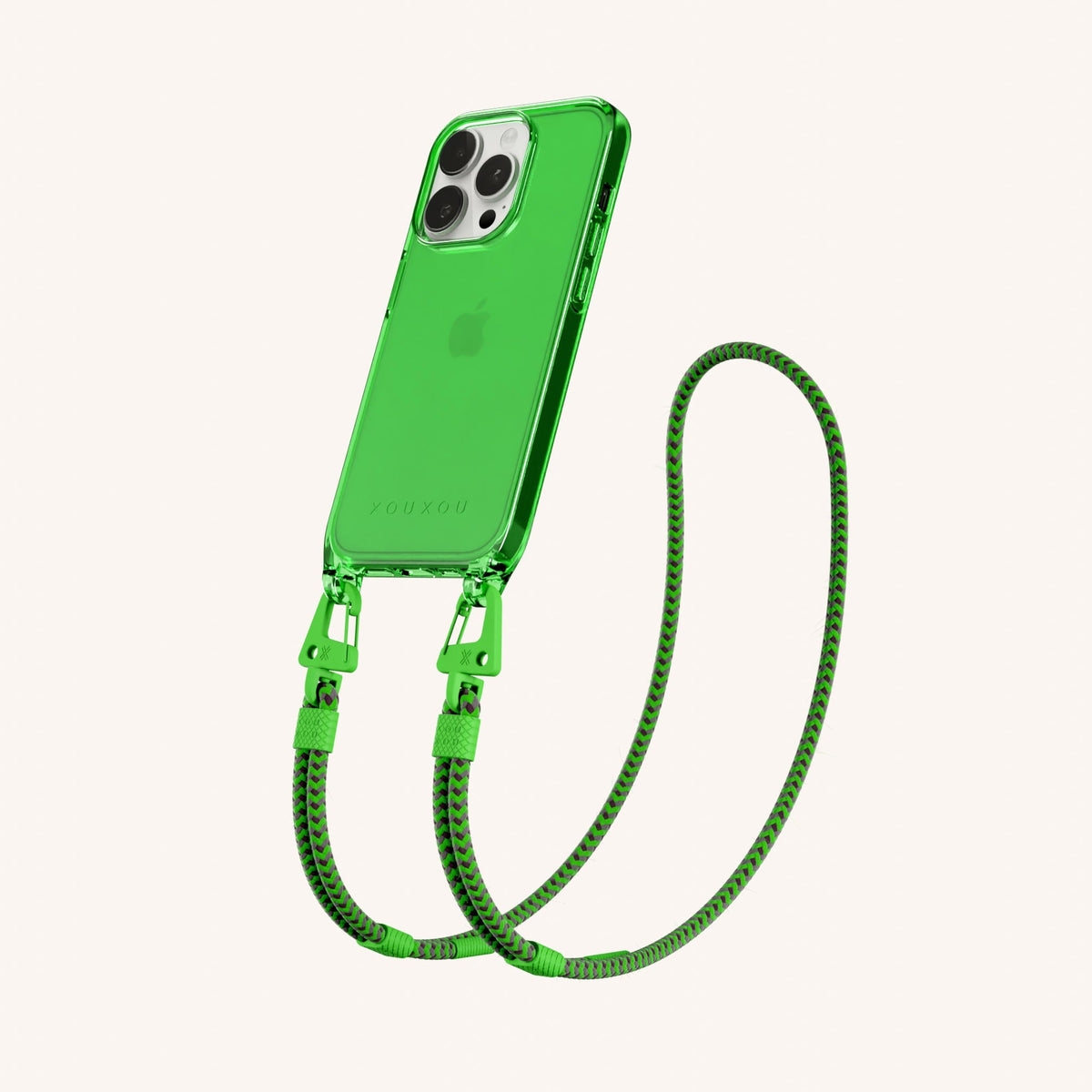 Phone Necklace with Carabiner Rope for iPhone 14 Pro without MagSafe in Acid Total View | XOUXOU #phone model_iphone 14 pro