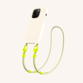 Phone Necklace with Carabiner Rope in Chalk + Neon Camouflage