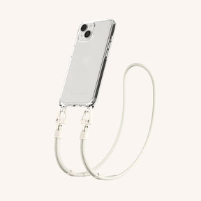 Phone Necklace with Carabiner Rope in Clear + Chalk