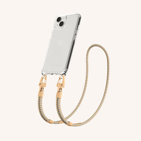 Phone Necklace with Carabiner Rope in Clear + Palm Springs