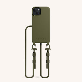 Phone Necklace with Carabiner Rope in Moss