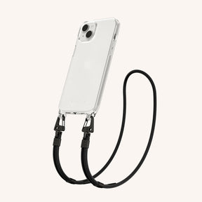 Phone Necklace with Carabiner Rope in Clear + Black