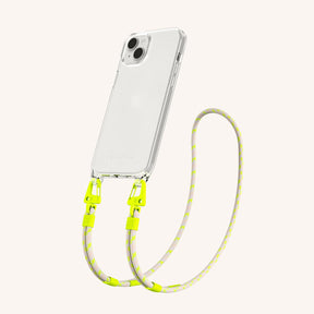 Phone Necklace with Carabiner Rope in Clear + Neon Camouflage