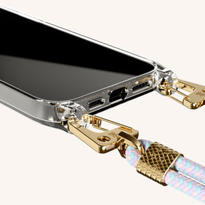 Phone Necklace with Carabiner Rope in Clear + Vibrant Pastel