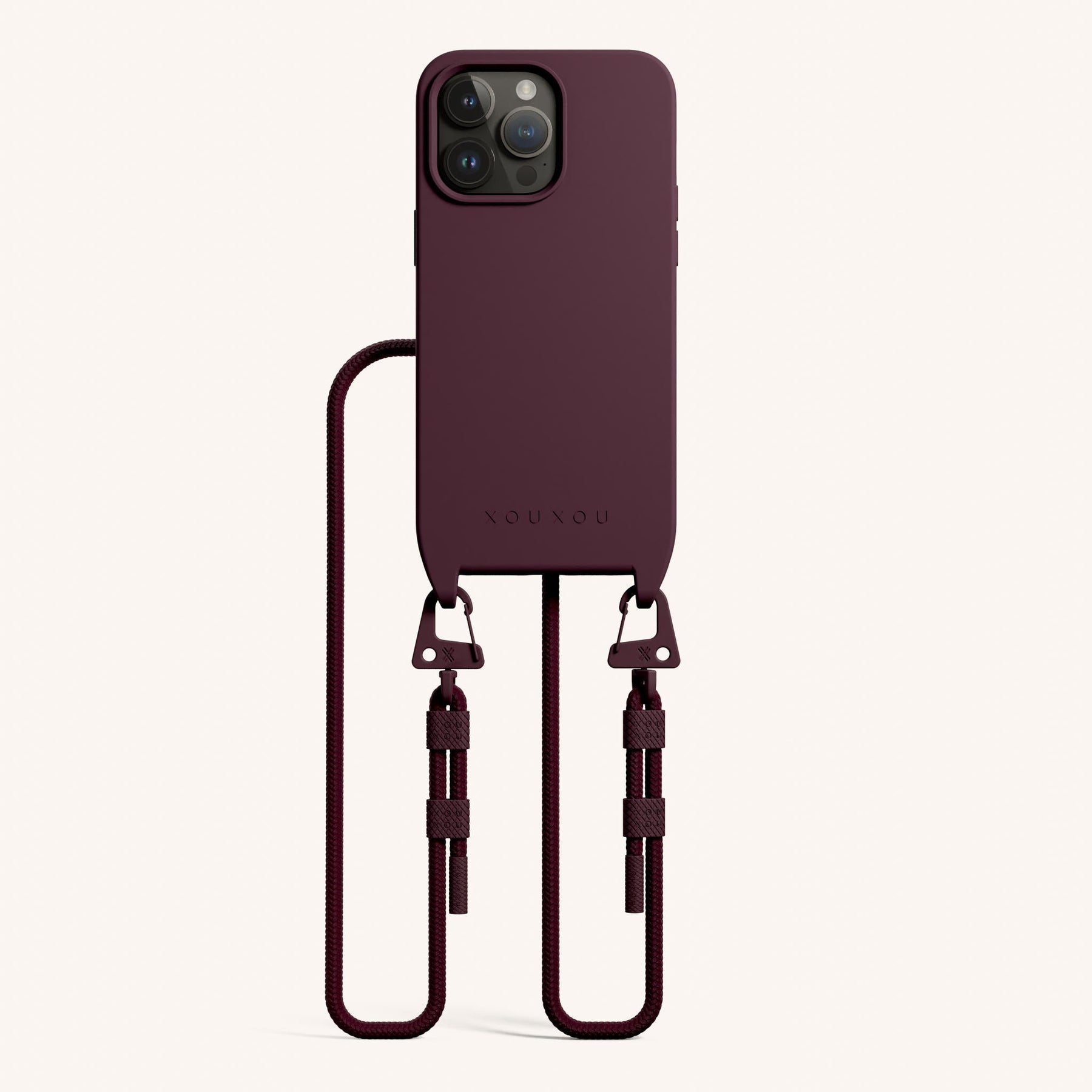 Phone Necklace with Carabiner Rope in Burgundy