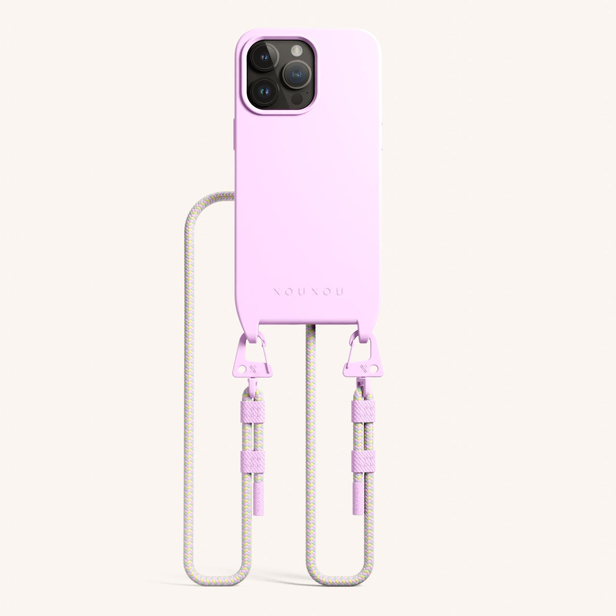 Phone Necklace with Carabiner Rope for iPhone 15 Pro Max with MagSafe in Rosato and Dolce Total View | XOUXOU #phone model_iphone 15 pro max