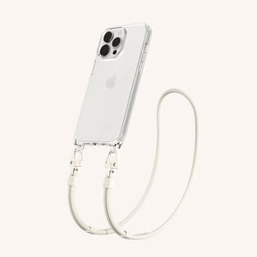 Phone Necklace with Carabiner Rope in Clear + Chalk