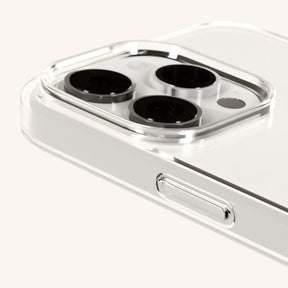 Phone Necklace with Carabiner Rope in Clear + Orange Camouflage