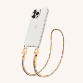 Phone Necklace with Carabiner Rope in Clear + Palm Springs