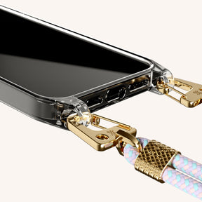 Phone Necklace with Carabiner Rope in Clear + Vibrant Pastel