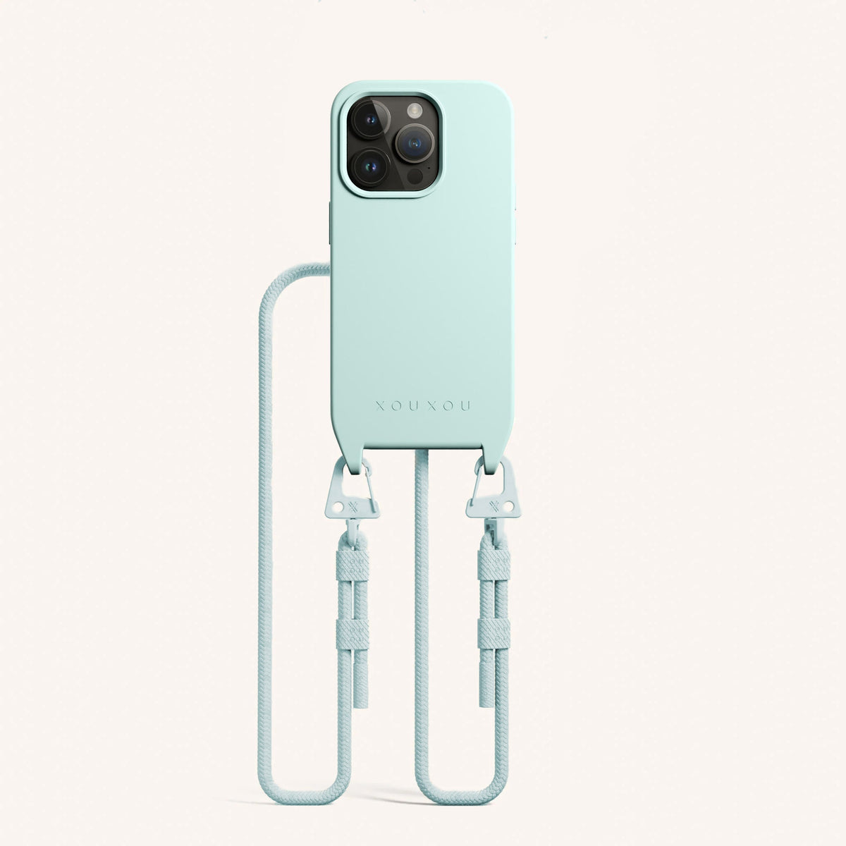 Phone Necklace with Carabiner Rope for iPhone 15 Pro with MagSafe in Azzurro Total View | XOUXOU #phone model_iphone 15 pro