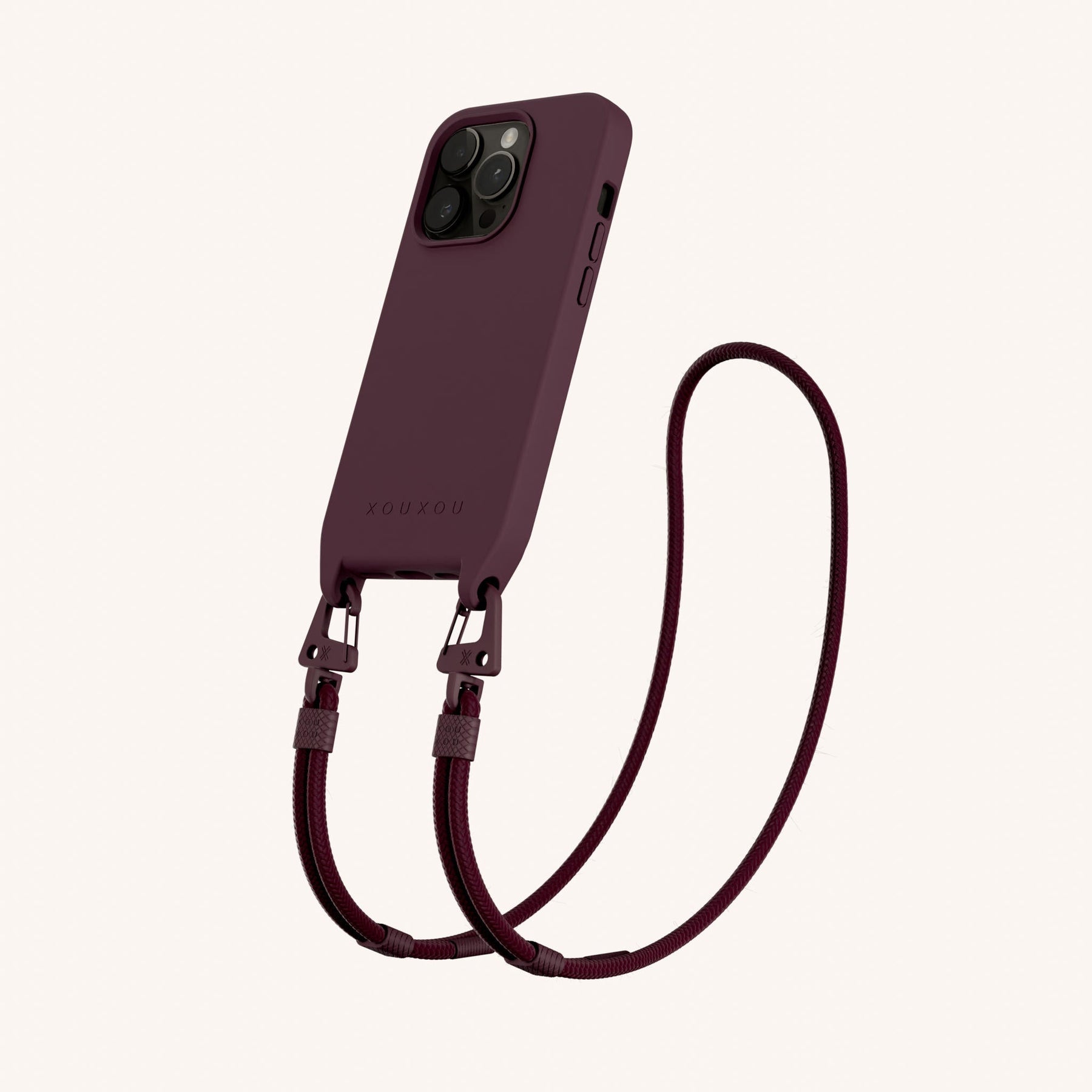 Phone Necklace with Carabiner Rope in Burgundy