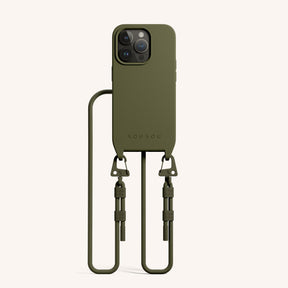 Phone Necklace with Carabiner Rope in Moss