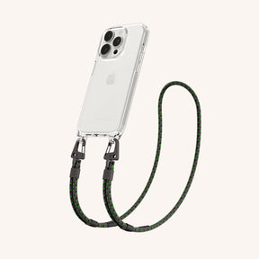 Phone Necklace with Carabiner Rope in Clear + Ash