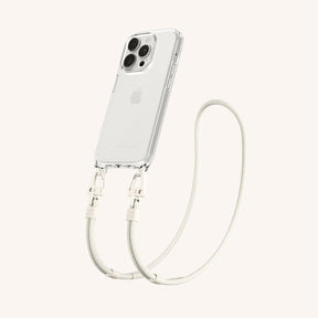 Phone Necklace with Carabiner Rope in Clear + Chalk