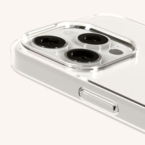 Phone Necklace with Carabiner Rope in Clear + Orange Camouflage