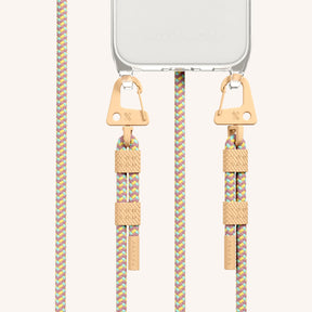 Phone Necklace with Carabiner Rope in Clear + Palm Springs