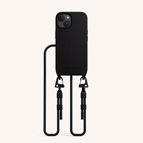 Phone Necklace with Carabiner Rope in Black