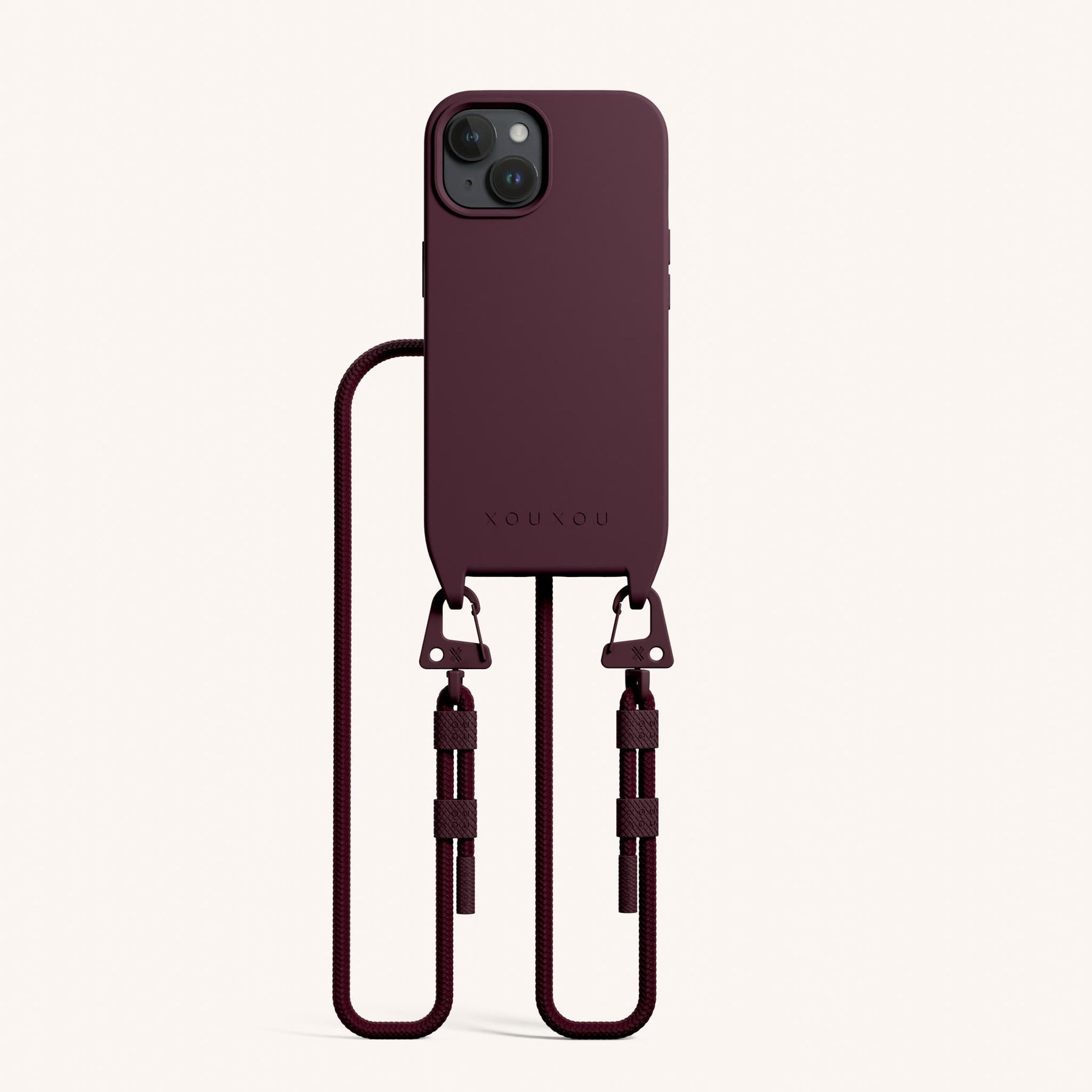 Phone Necklace with Carabiner Rope in Burgundy