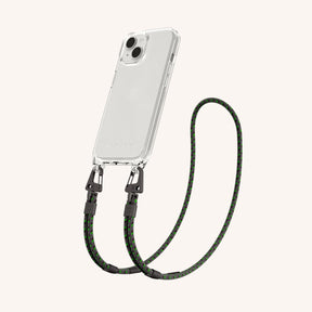 Phone Necklace with Carabiner Rope in Clear + Ash