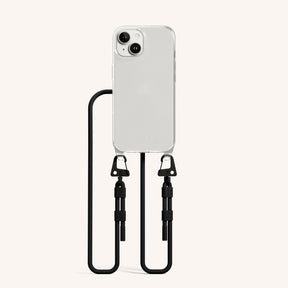 Phone Necklace with Carabiner Rope in Clear + Black