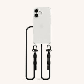 Phone Necklace with Carabiner Rope in Clear + Black