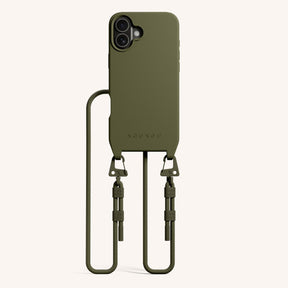 Phone Necklace with Carabiner Rope in Moss