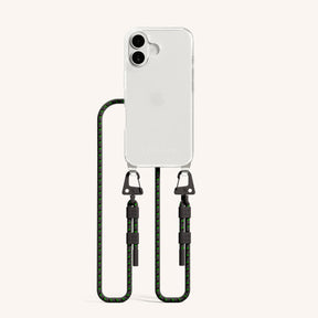 Phone Necklace with Carabiner Rope in Clear + Ash