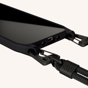 Phone Necklace with Carabiner Rope in Black