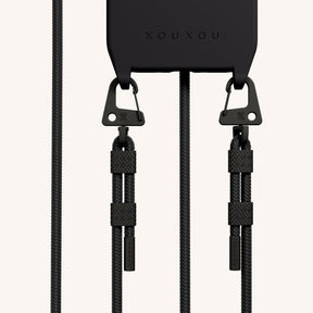 Phone Necklace with Carabiner Rope in Black