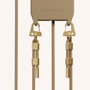 Phone Necklace with Carabiner Rope in Taupe