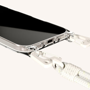 Phone Necklace with Carabiner Rope in Clear + Chalk