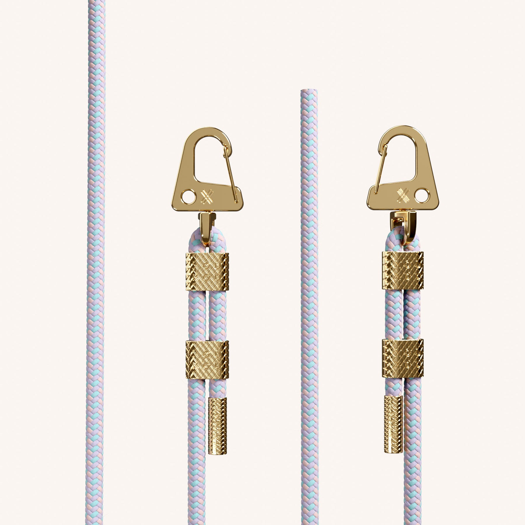 Phone Necklace with Carabiner Rope in Clear + Vibrant Pastel