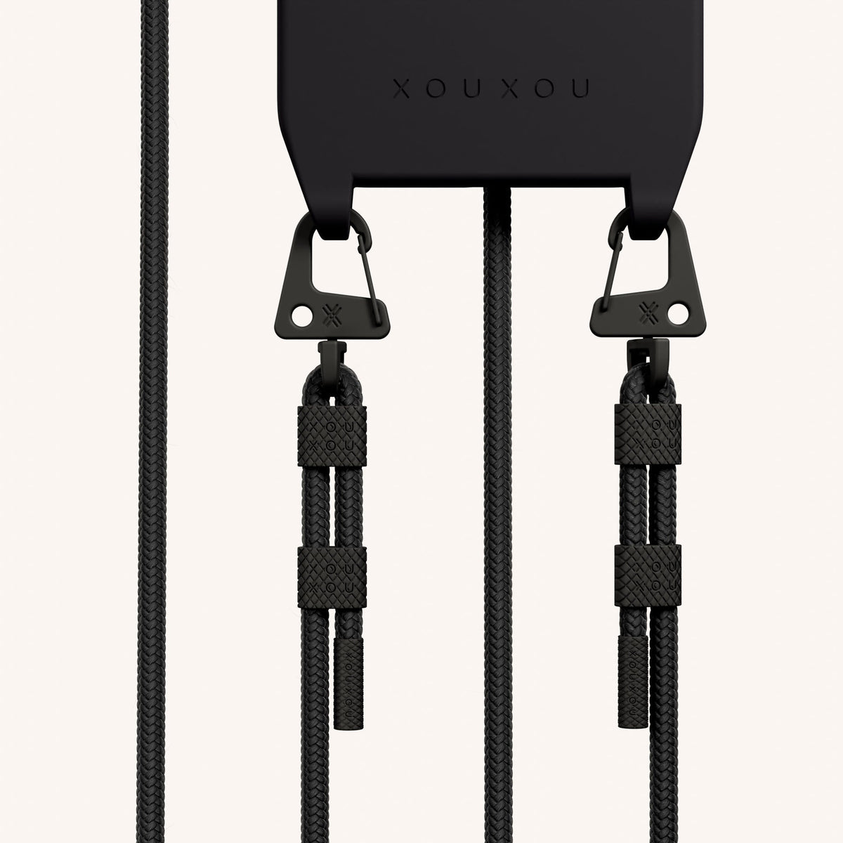Phone Necklace with Carabiner Rope for iPhone 17 Pro Max with MagSafe in Black Total View | XOUXOU #phone model_iphone 17 pro max