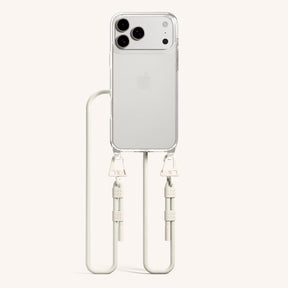Phone Necklace with Carabiner Rope in Clear + Chalk