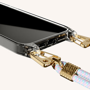Phone Necklace with Carabiner Rope in Clear + Vibrant Pastel