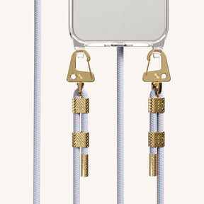 Phone Necklace with Carabiner Rope in Clear + Vibrant Pastel