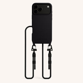 Phone Necklace with Carabiner Rope in Black