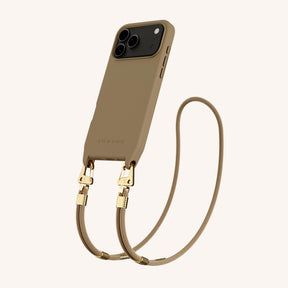 Phone Necklace with Carabiner Rope in Taupe