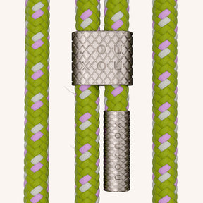 Phone Necklace with Carabiner Rope in Y2K Silver + Spotted Olive