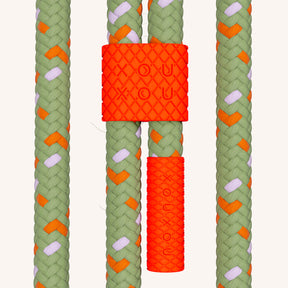 Phone Necklace with Carabiner Rope in Clear + Orange Camouflage