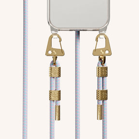 Phone Necklace with Carabiner Rope in Clear + Vibrant Pastel