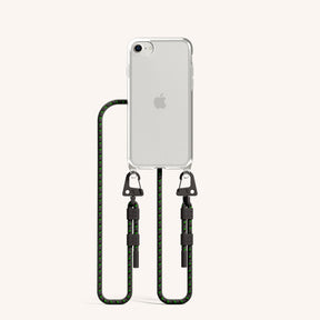 Phone Necklace with Carabiner Rope in Clear + Ash