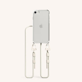 Phone Necklace with Carabiner Rope in Clear + Chalk