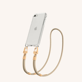 Phone Necklace with Carabiner Rope in Clear + Palm Springs