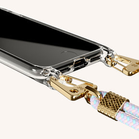 Phone Necklace with Carabiner Rope in Clear + Vibrant Pastel