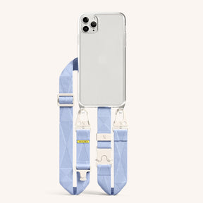 Phone Necklace with Lanyard in Clear + Baby Blue