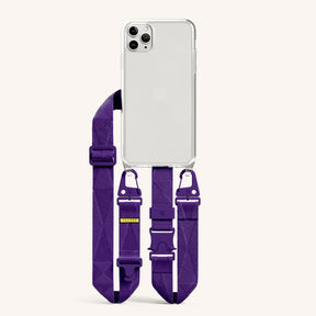 Phone Necklace with Lanyard in Clear + Purple